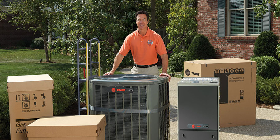 Trane technician with units